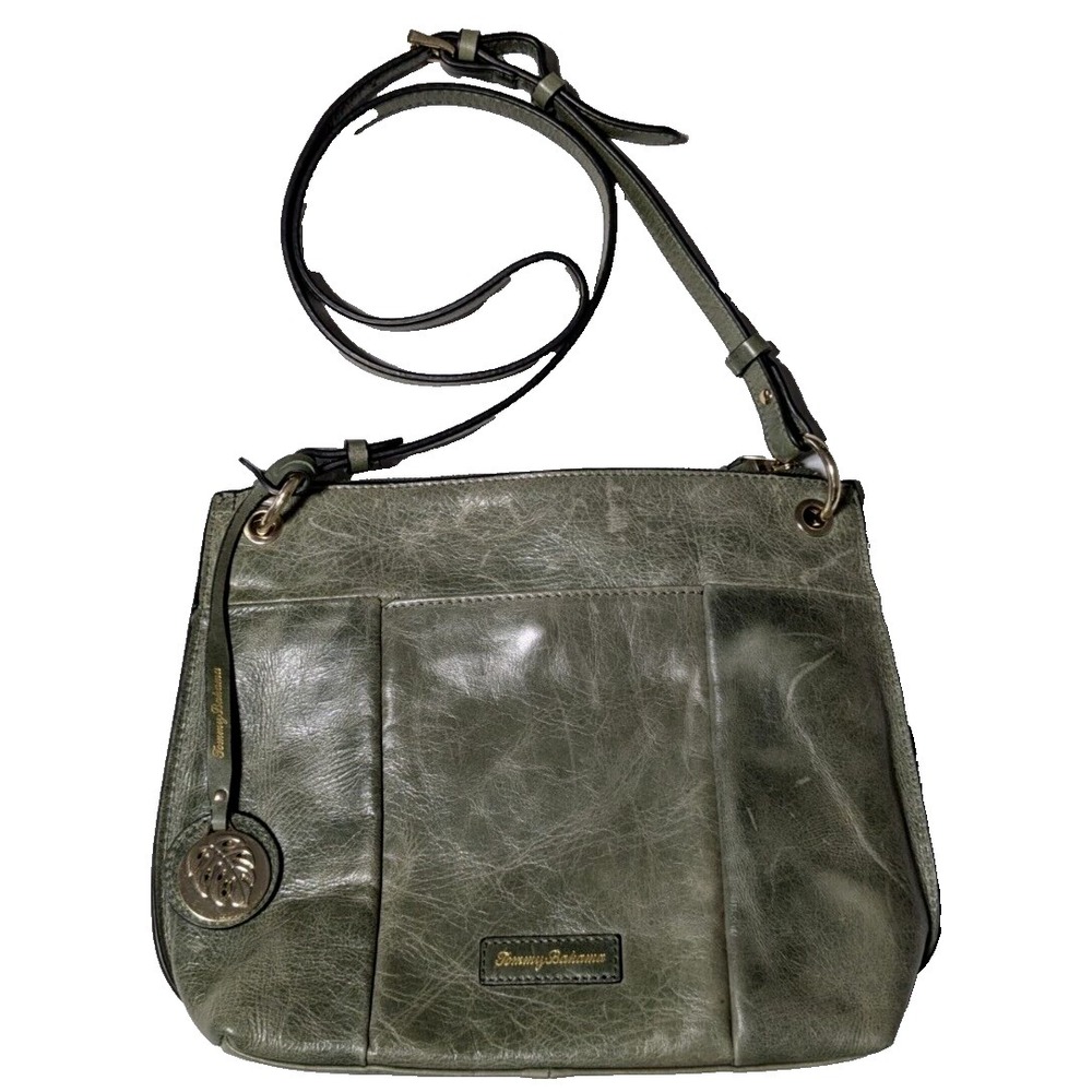 TOMMY BAHAMA Women‎ Green Leather El Roble Crossbody Purse